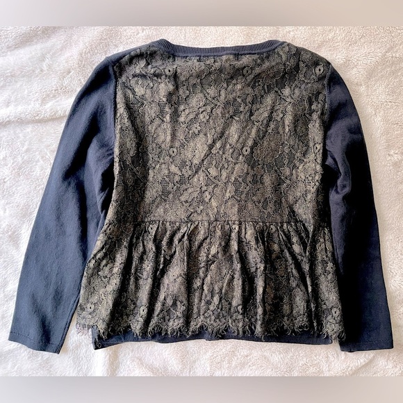 NWT Anthropologie Knitted and Knotted Black Lace Cardigan Size M - Picture 3 of 9